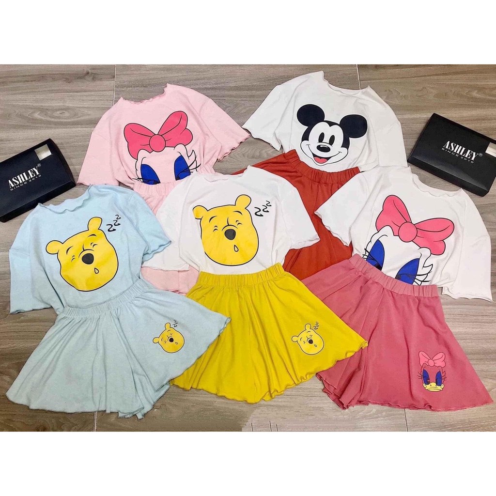 BỘ ĐÙI HÌNH VỊT - GẤU - MICKEY CHO NỮ - BỘ MẶC NHÀ ÁO HOẠT HÌNH QUẦN ĐÙI VIỀN BÈO 5 MÀU HOT | BigBuy360 - bigbuy360.vn