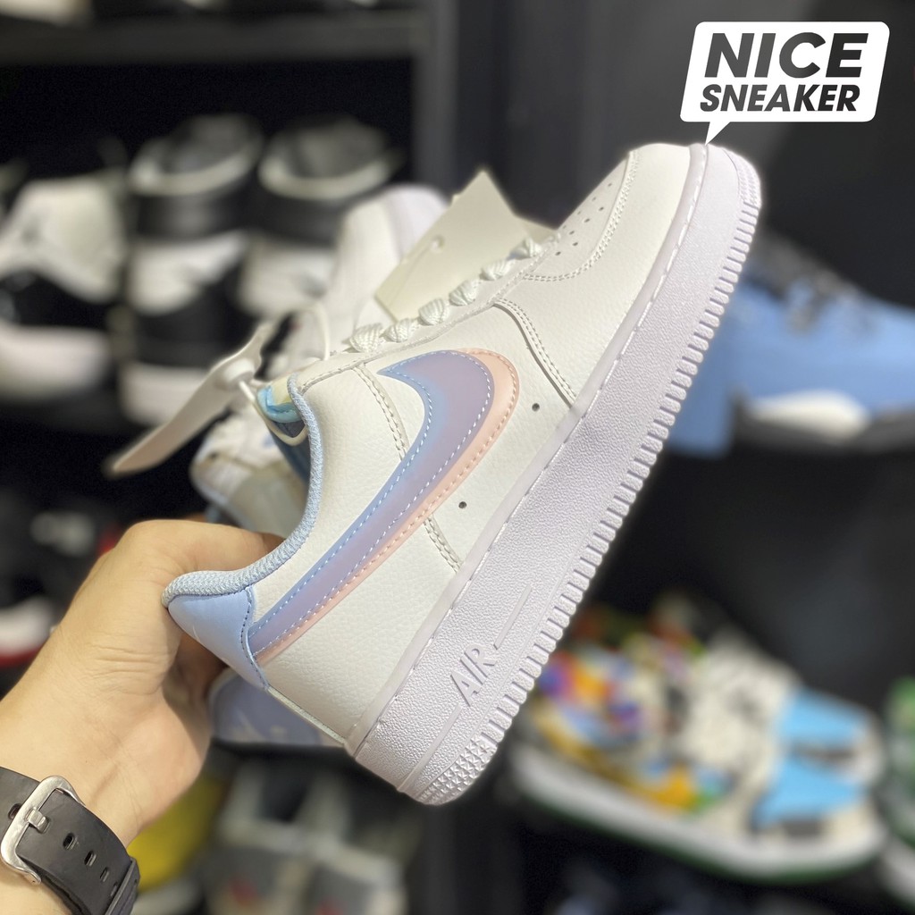 [ Nice Sneaker ] Giày sneaker cổ thấp Af1 : Air Force 1 low double swoosh White / Blue | Bản High Quality .
