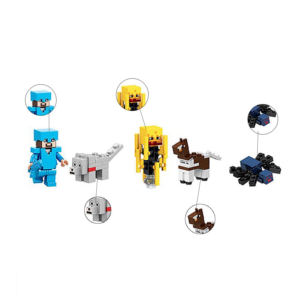 Bộ 16 mô hình lắp rắp nhân vật hoạt hình Minecraft