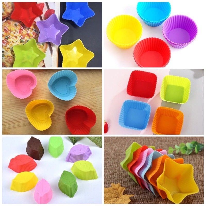 Khuôn làm bánh cupcake, muffin, cup silicon nhiều màu