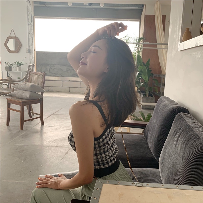 Áo Dệt Kim Hai Dây Dáng Ngắn Cài Nút Họa Tiết Trái Tim Thời Trang Mùa Hè Cho