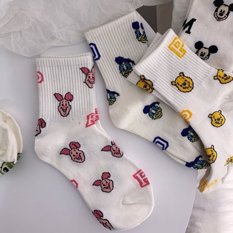 Vớ Thể Thao Cổ Cao Vừa Phải In Hình Chuột Mickey Đáng Yêu Cho Bé
