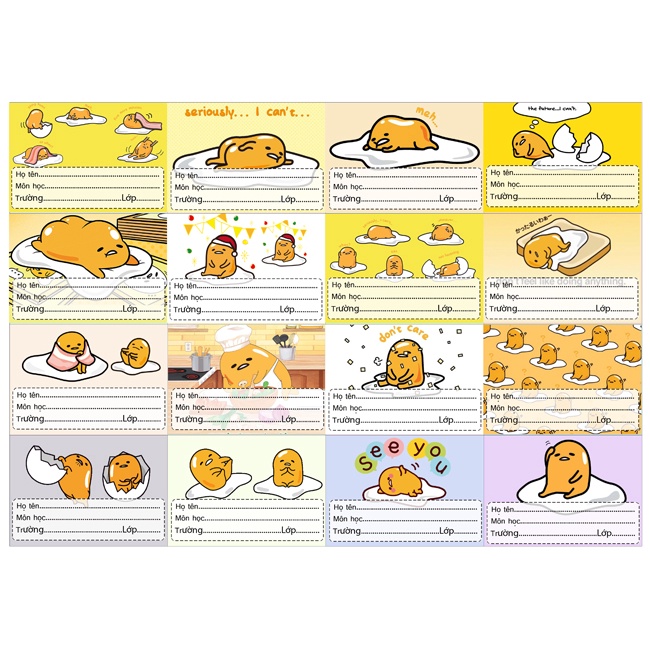 Nhãn vở gudetama kute dễ thương M0399