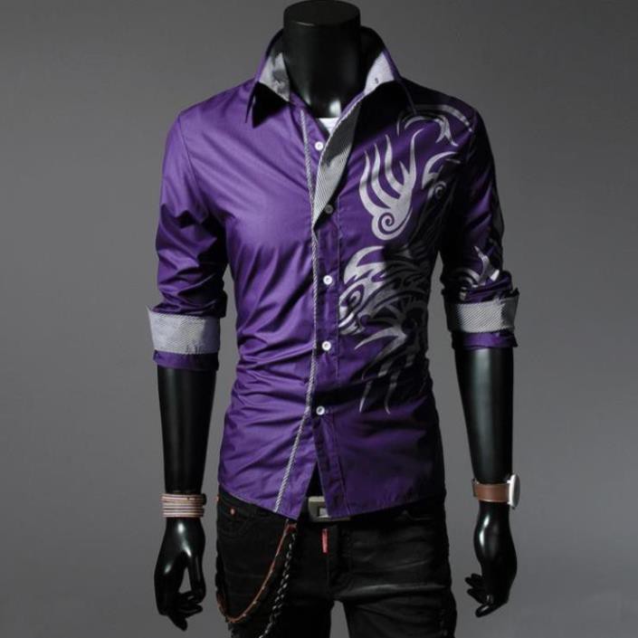 Áo Sơ Mi Nam Tay Dài In Hình Rồng Cá Tính | BigBuy360 - bigbuy360.vn
