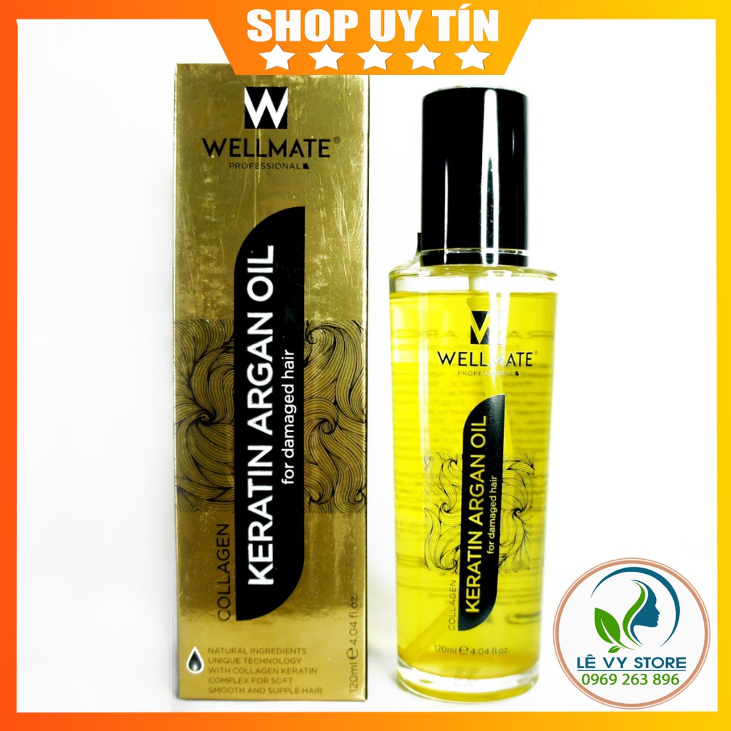 Tinh dầu Phục hồi tóc hư tổn Wellmate Keratin Argan Oil