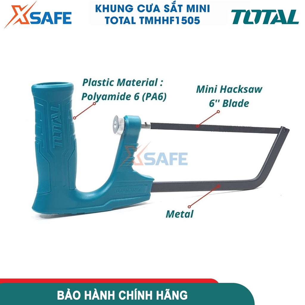 Khung cưa sắt mini 150mm TOTAL TMHHF1505, tay cầm ABS chắc chắn, chống trượt hiệu quả - chính hãng