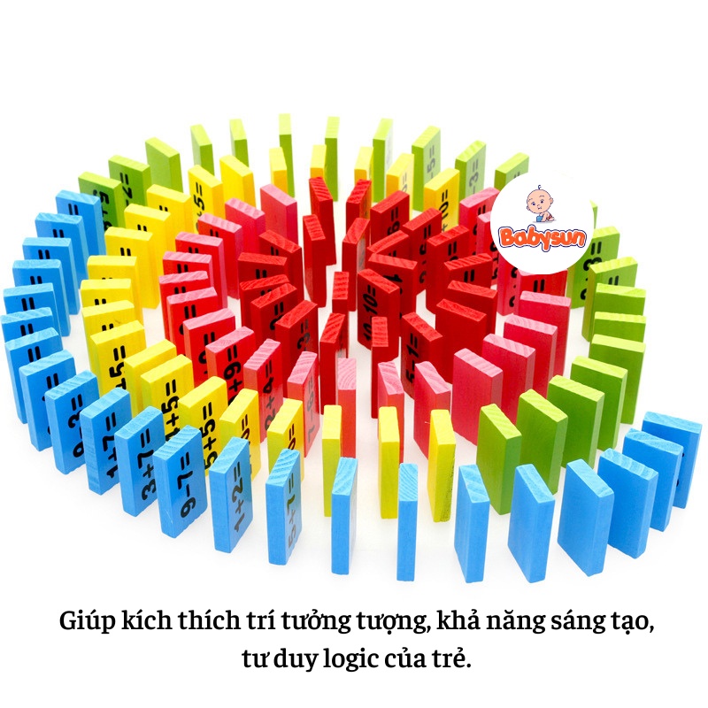 Bộ 110 Quân Domino Phép Tính Học Toán Bằng Gỗ, Đồ Chơi Toán Học, Ghép Hình, Xếp Hình Cho Bé