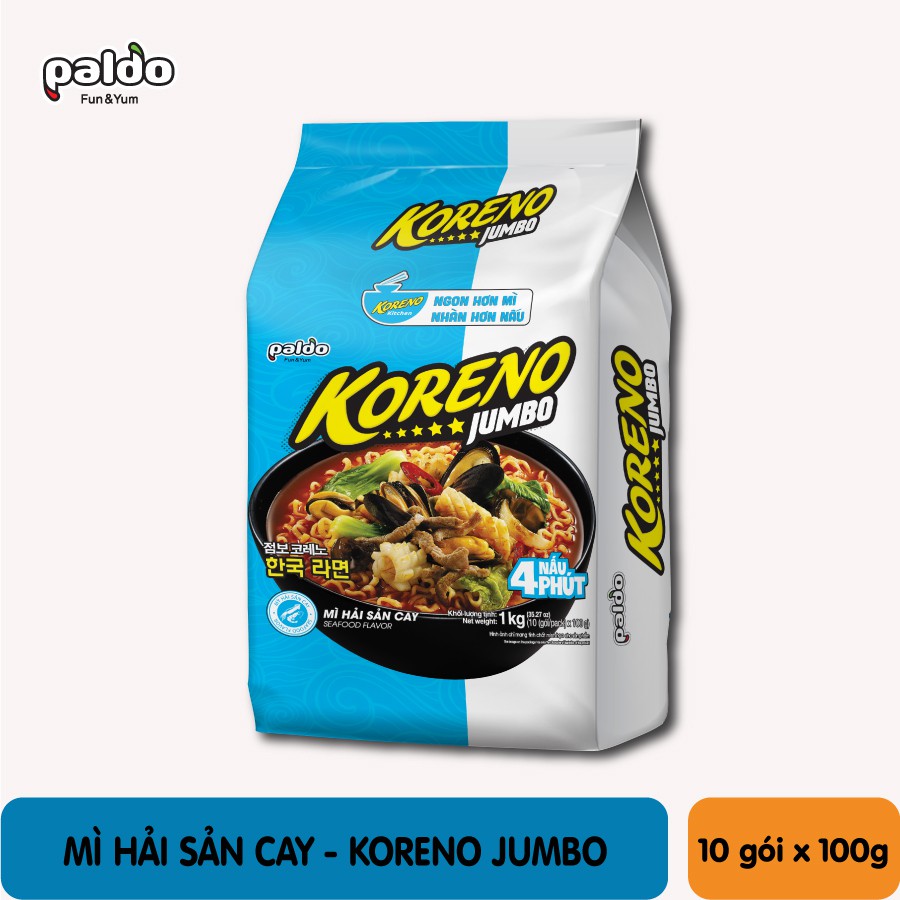 Mỳ Ăn Liền KORENO JUMBO HÀN QUỐC 1KG GÀ/ TÔM/ BÒ CAY/ KIM CHI/ NẤM/ HẢI SẢN CAY