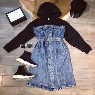 Váy bò kết hợp áo nỉ có mũ