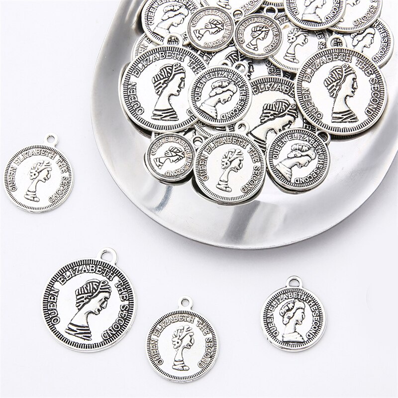 Mặt Dây Chuyền Hình Đồng Xu Bằng Hợp Kim Phong Cách Vintage