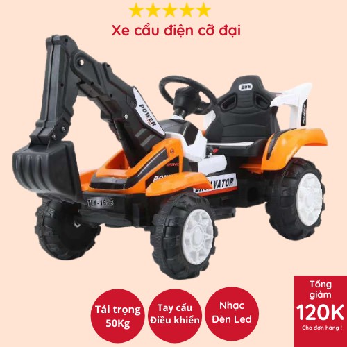 Xe cẩu điện cỡ to mã 6015 cho bé, Xe cẩu đại bình khỏe, có nhạc, đèn led, ngồi lái phù hợp cho trẻ từ 2-5 tuổi