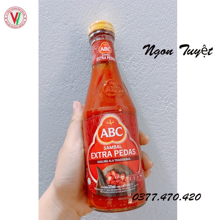 Tương Ớt Cay ABC Sambal EXtra Pedas Chai Thuỷ Tinh 335ml,  Hàng Chính Hãng Nhập Khẩu Indonesia