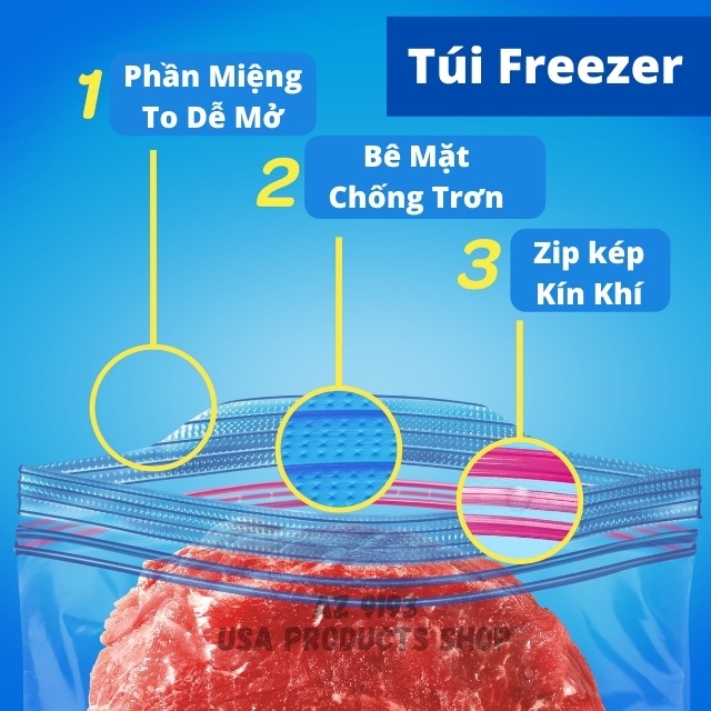 Túi zip đựng thực phẩm Ziploc hàng mỹ, túi ziplock có độ bền cao, sử dụng được nhiều lần, túi zip có khóa kéo