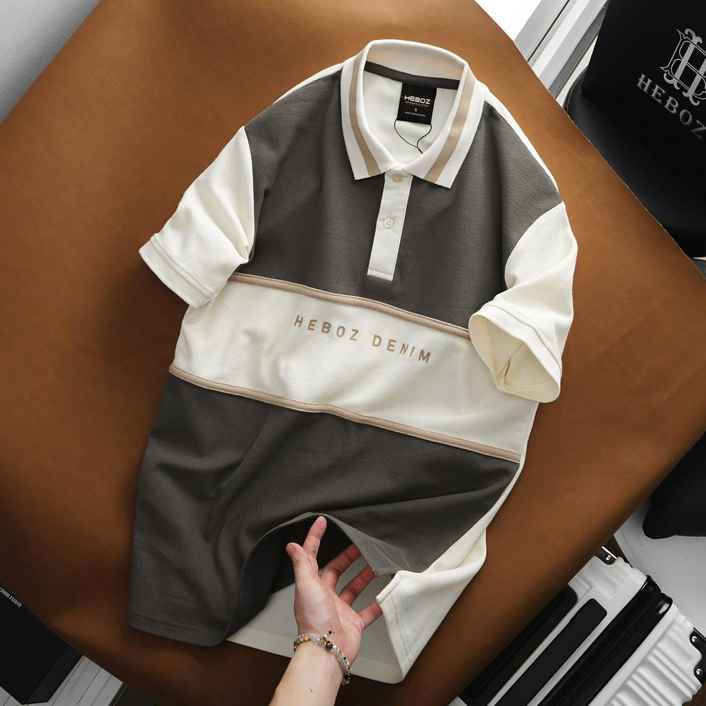 Áo polo, áo thun có cổ phối màu choco Heboz 2M logo in cao - 00001537