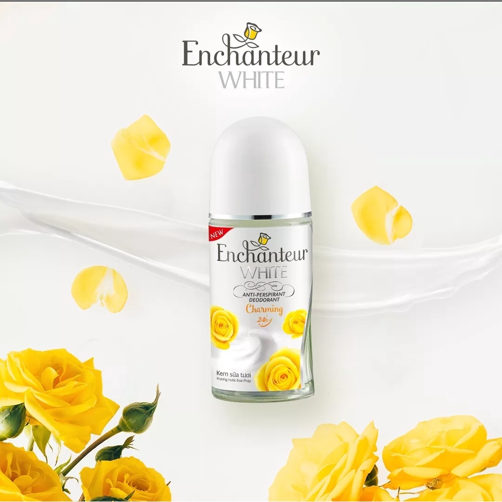 Lăn khử mùi nước hoa/ dưỡng trắng da Enchanteur Charming 50ml