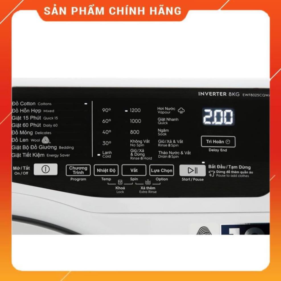 [BMART] [FreeShip] Máy giặt Electrolux Inverter 8 kg EWF8025CQWA, hàng chính hãng, BH 12 tháng 24/7