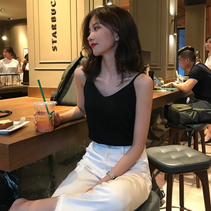 [Mã EMMA10K Giảm 10k cho đơn hàng từ 199k]- Áo Thun Hai Dây Vải Dệt Kim Phong Cách Hàn Quốc Xuân Hè 2021 HH033 | BigBuy360 - bigbuy360.vn