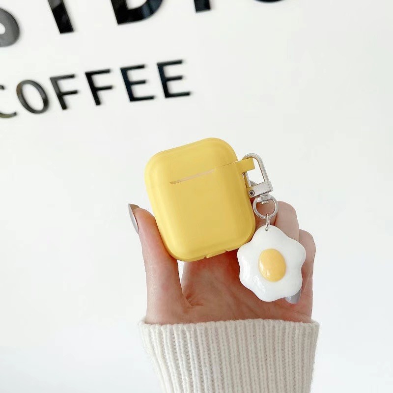 Vỏ Bảo Vệ Hộp Sạc Tai Nghe Airpods 1 / 2 / 1 / 2 / Pro Bằng Tpu Mềm Hình Kẹo Và Trứng Màu Vàng Dễ Thương