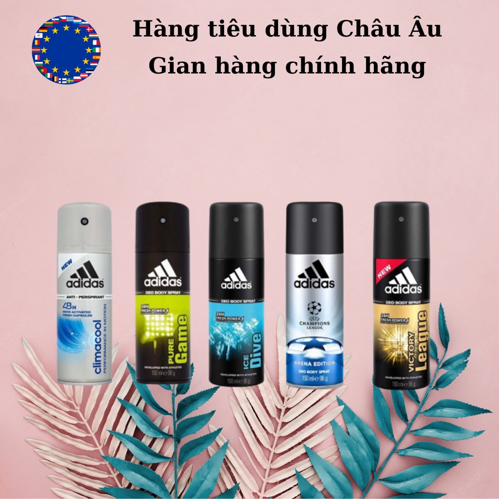 Xịt khử mùi toàn thân Adidas, ngăn mùi khó chịu, lưu hương lâu, nội địa Đức