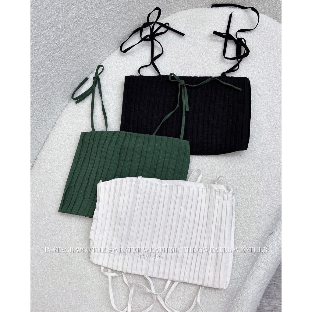 Áo 2 Dây Thắt Nơ Chun Lưng Cá Tính, Áo 2 Dây Xếp Ly Co Giãn