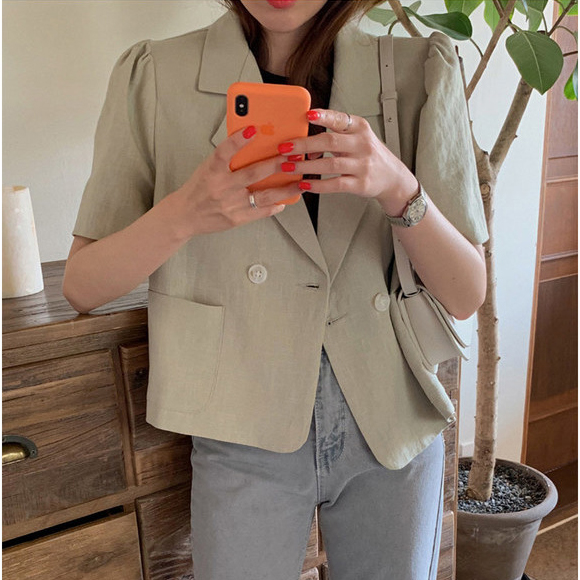 Áo khoác blazer tay phồng cổ chữ V thời trang | BigBuy360 - bigbuy360.vn