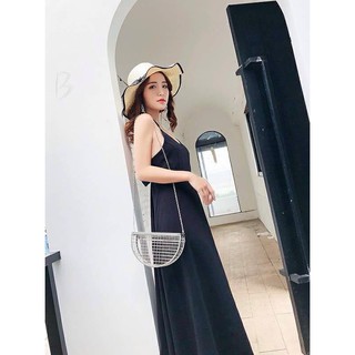 Đầm maxi 2 dây cột dây lưng
