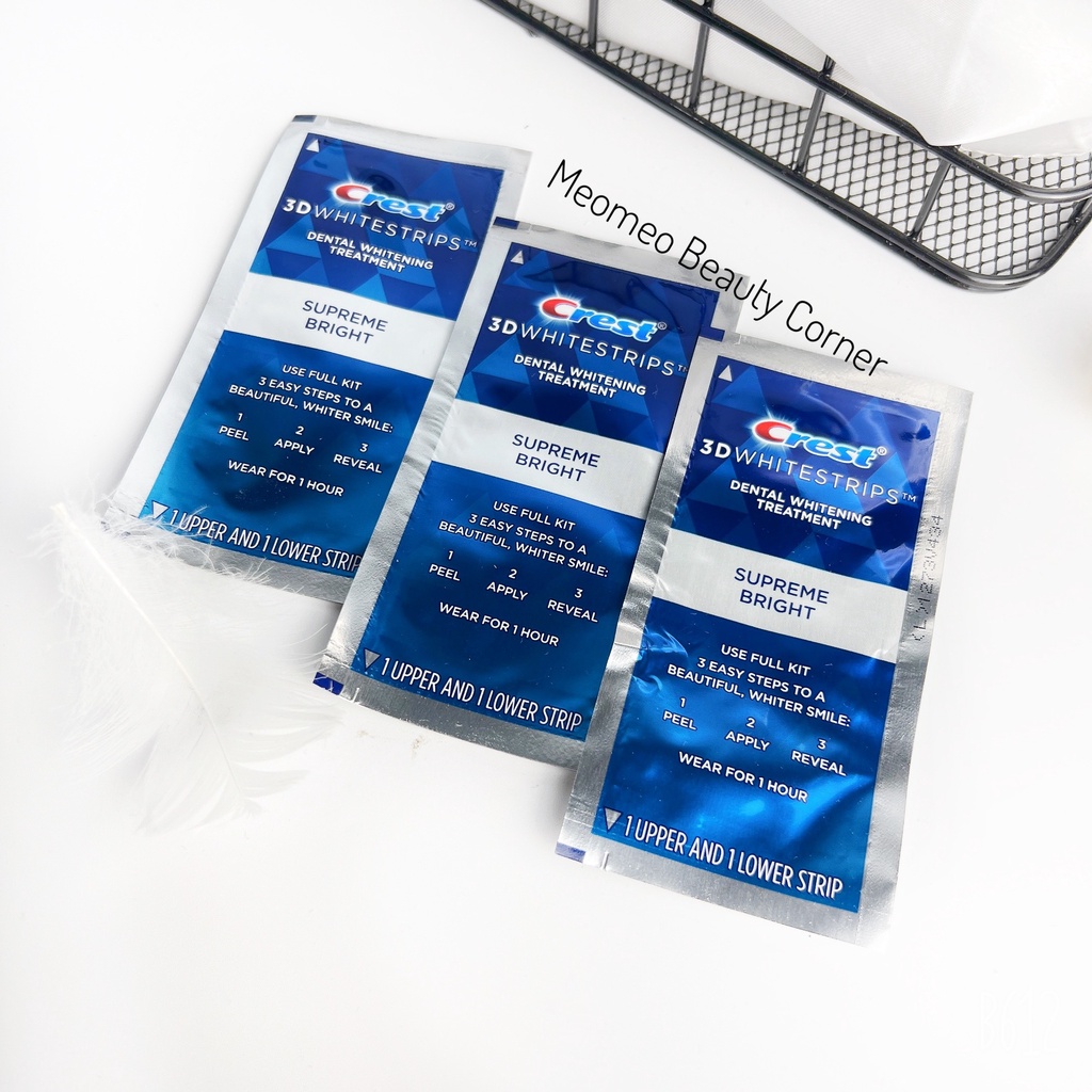 Miếng dán trắng răng Crest 3D Whitestrips Supreme Bright làm trắng nhanh