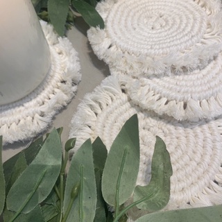 lót ly macrame trắng