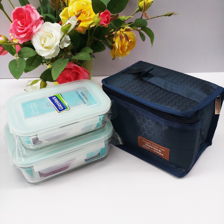 Bộ hộp cơm thủy tinh 715ml và 400ml kèm túi giữ nhiệt - Made in Korea