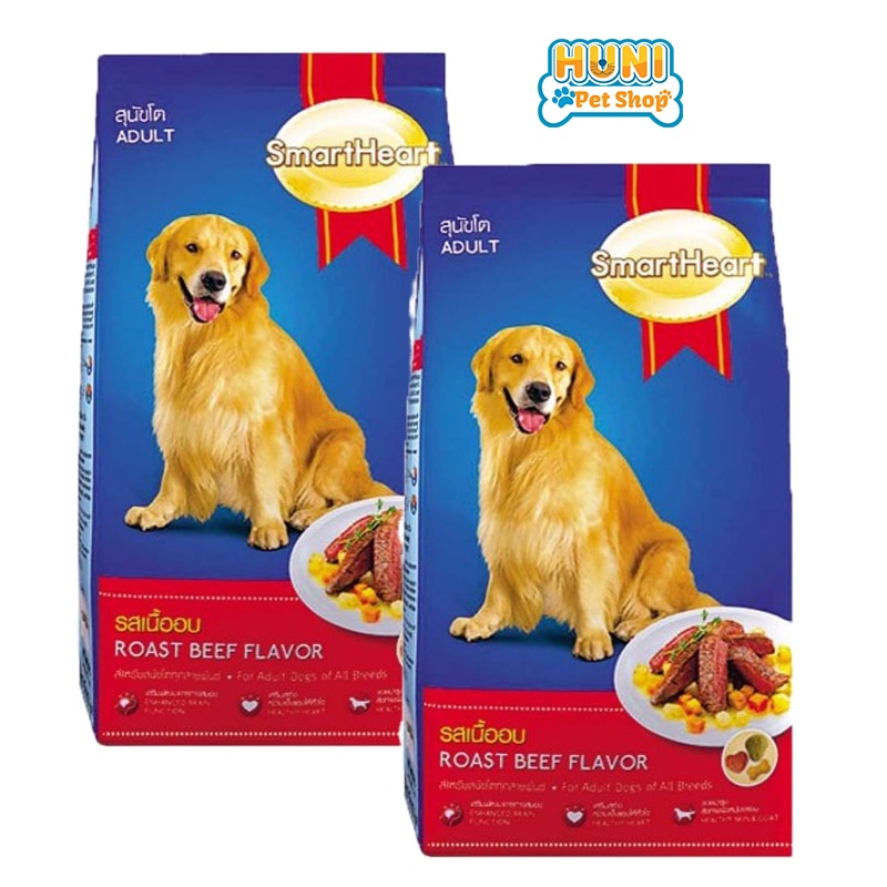 Thức ăn cho chó Smartheart Adult hạt cho chó trưởng thành vị bò nướng - gói 400g, 1.5kg