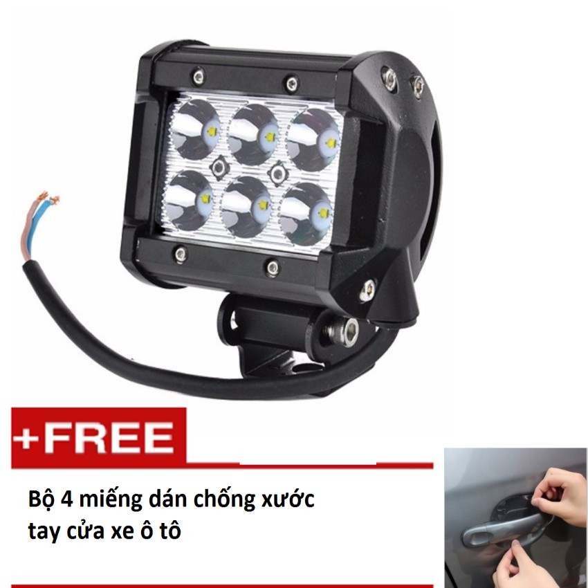 Đèn led trợ sáng C6 18w (sáng trắng) 206362 tặng bộ 4 miếng dán chống xước tay cửa xe ô tô TL 239