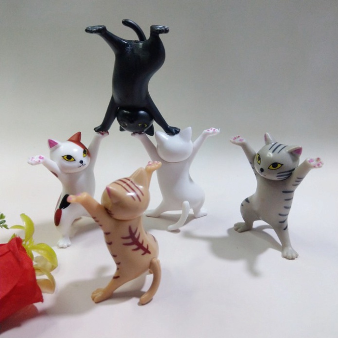 Set 5 Mô Hình Mèo Hoạt Hình Nhảy Múa - trang trí bàn làm việc - T0194