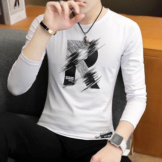 áo thun nam, áo trắng tay dài chữ R cao cấp