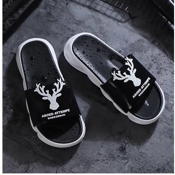 (2 Màu) Dép nam nữ đế xoắn quai hình hươu siêu ngầu
