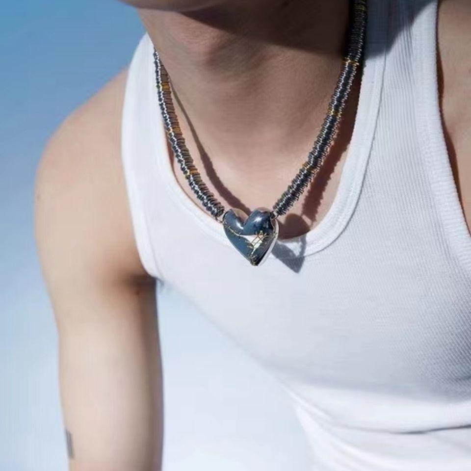 Dây chuyền bằng đồng mặt trái tim cá tính cho các cặp đôi phong cách Âu Mỹ