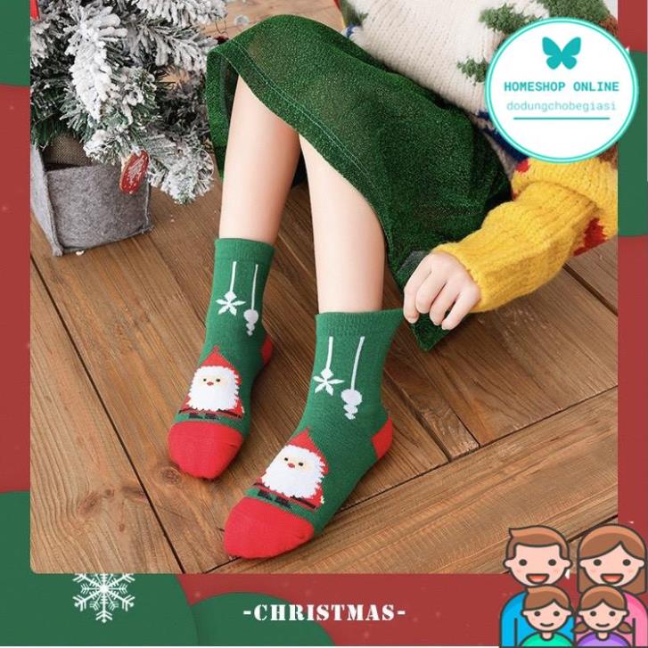Combo 3 đôi Tất noel cao cổ tất giáng sinh đẹp trai gái từ 1 đến 8 tuổi