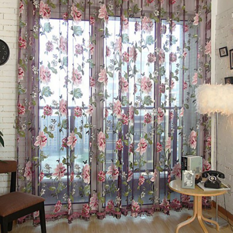 Rèm cửa 100*200cm trang trí nhà họa tiết hoa
