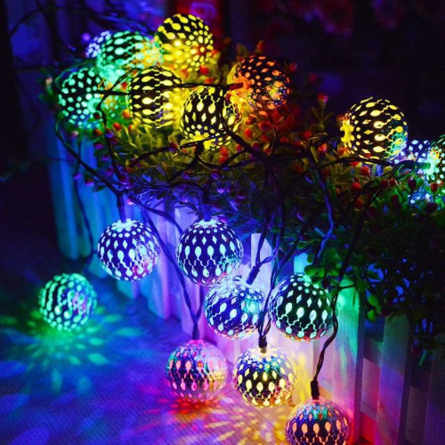 Dây đèn nháy Moroco 5m  bóng trang trí ngày tết, noel dây đèn led, led cầu kim loại