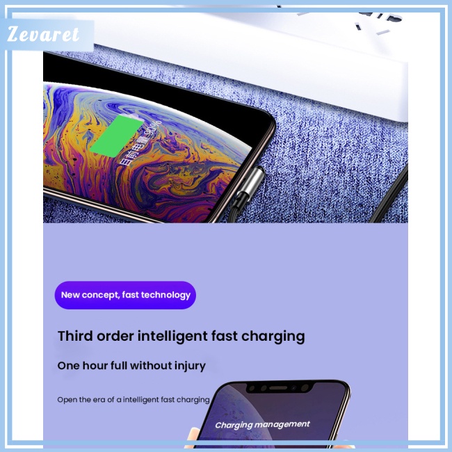 Dây Cáp Sạc Usb Nhanh Xoay 90 Độ Hình Chữ L Bằng Hợp Kim Nylon Tương Thích Với Iphone 13 12