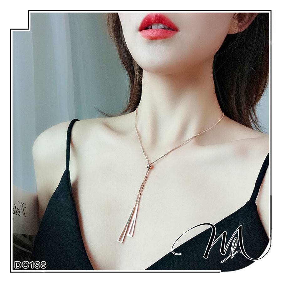 Dây chuyền nữ Titan dây rút thanh rỗng xinh xắn - Măng’s House DC198