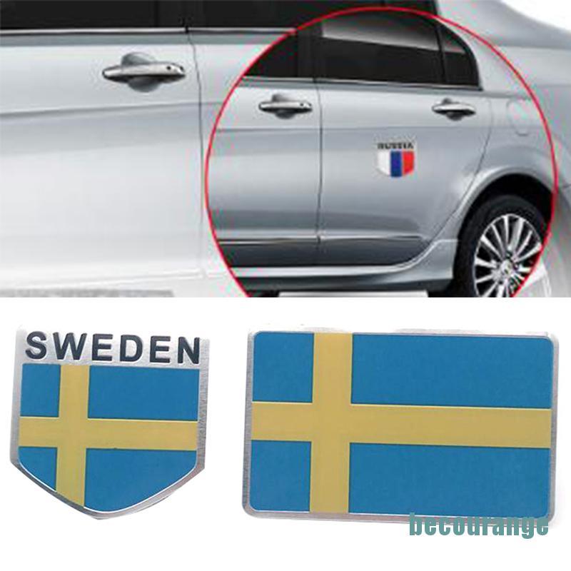 [becourange]1Pc Sweden flag logo emblem alloy badge car motorcycle decor stickers