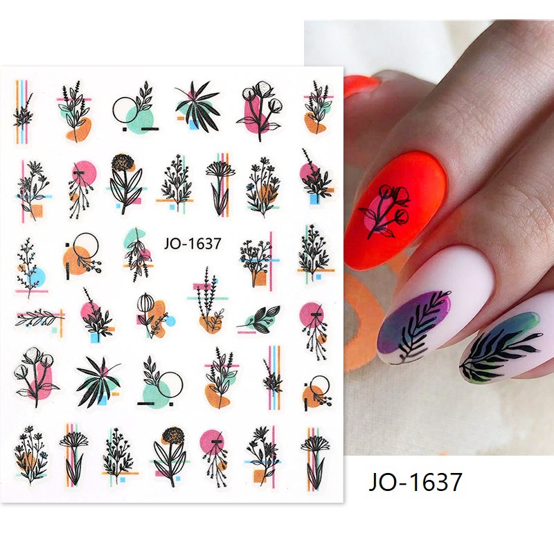 Miếng Dán Trang Trí Móng Tay 3D Họa Tiết Hoa Lá Nhiệt Đới Xinh Xắn