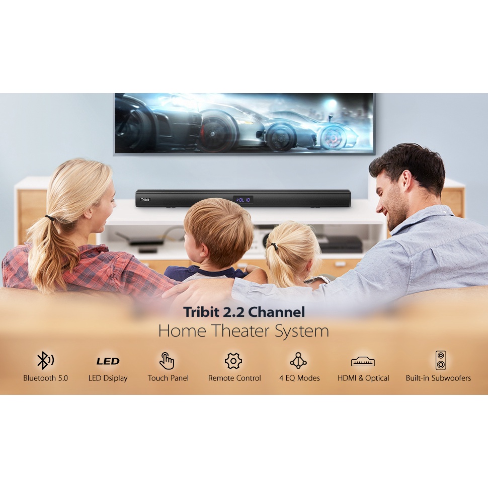 Loa Tivi Tribit Soundbar - Công suất 100W, 6 loa, bluetooth, Âm thanh vòm 2.2 trung thực, chất lượng như rạp chiếu phim