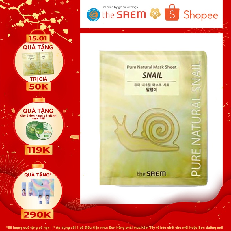 [Not For Sale] Mặt nạ ốc sên the SAEM Pure Natural Mask Sheet (Snail) 20ml - M3