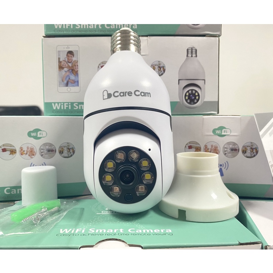 Camera wifi trong nhà 8 Led - XEM ĐÊM CÓ MÀU- Dùng Đuôi Bóng Đèn dòng 220V Xoay 360 Độ , độ phân giải 3.0mpx, đàm thoại
