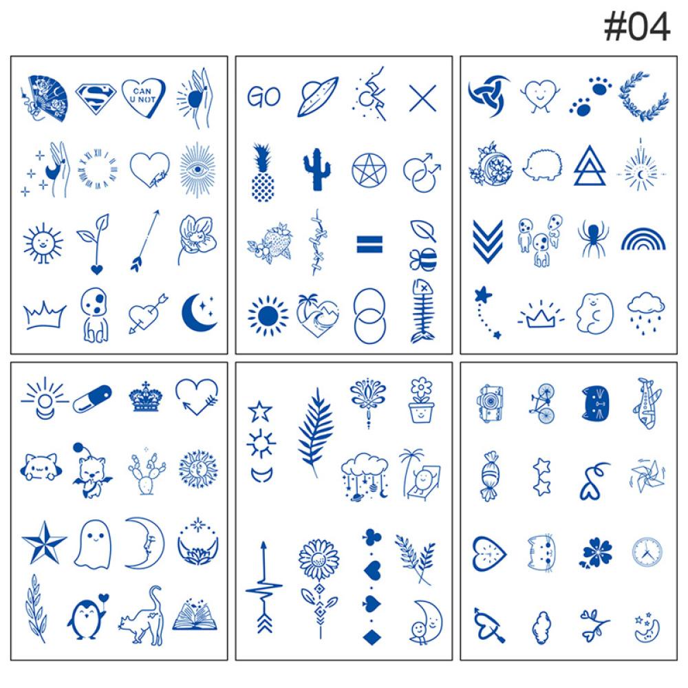 Bộ 6 Hình Xăm Dán Trang Trí Nghệ Thuật Chống Thấm Nước Lâu Trôi Dễ Thương A8G7