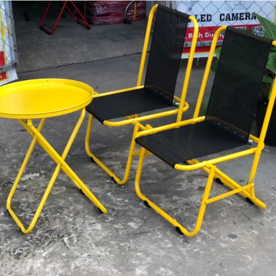 Bộ 2 Ghế 1 Bàn Lưng 70cm Sơn Tĩnh Điện, Sử Dụng Trong Quán Cafe Trà Sữa, Độ Bền Cao