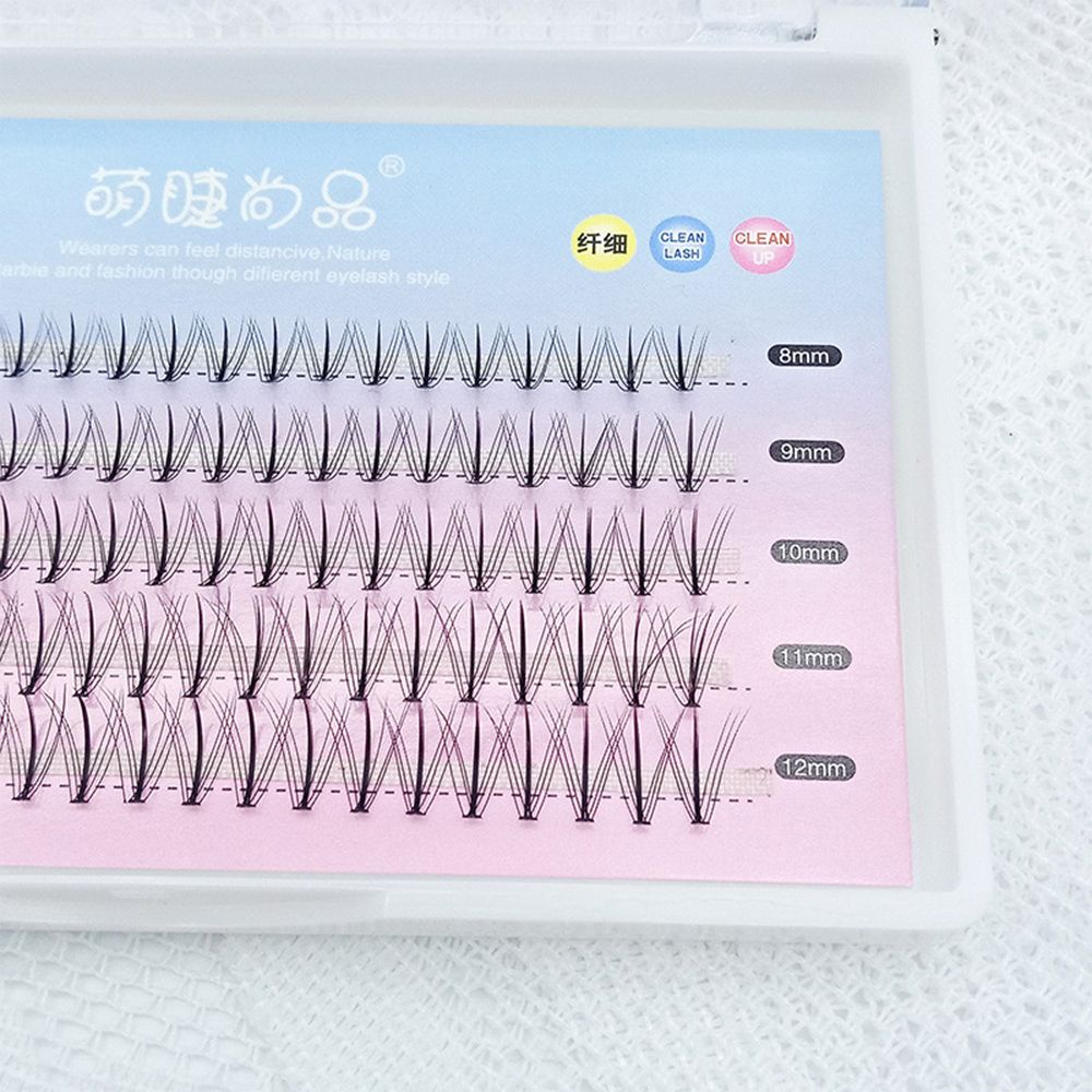 [Hàng mới về] Hộp 100 cụm lông mi giả 3D hình quạt sợi mềm cuống mi trung bình dùng để nối lông mi dài lâu