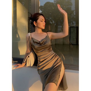 Đầm 2 dây xẻ, dây rút 1 bên