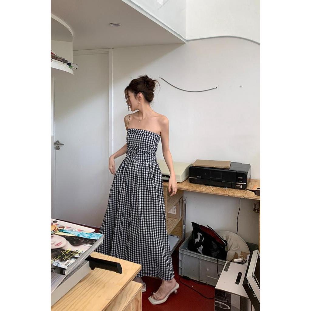 62789 Đầm Ống Kẻ Sọc Một Vai Phong Cách Mới Dành Cho Bạn Nữ